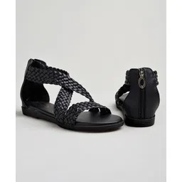 Shoetopia Braided Back Zipper Sandals - Black-picture-23