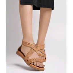 Shoetopia Braided Designed Sandals - Tan-picture-11