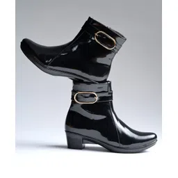 Shoetopia Buckle Detailed Zip Closure Ankle Boots - Black-picture-21