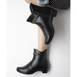 Shoetopia Chain Embellished Zipper Closure Boots - Black-picture-12