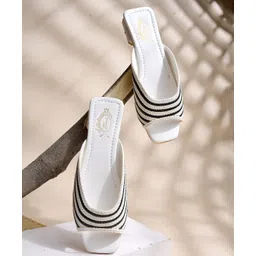 Shoetopia Colour Blocked Braided Designed Slip On Sandals - White-picture-14