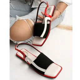 Shoetopia Colour Blocked Buckle Closure Sandals - Black-picture-25