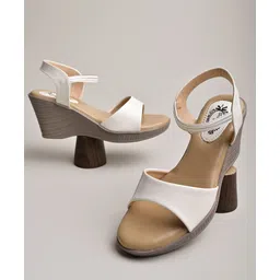 Shoetopia Colour Blocked Wedge Heel Sandals - White-picture-18