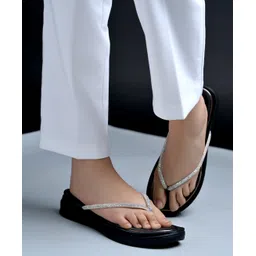 Shoetopia Elevated Wedge Glitter Detailed Sandals - Black-picture-28