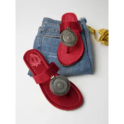 Shoetopia Ethnic Embellished One Toe Flats-picture-17