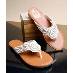 Shoetopia Floral Beaded Sandals - White-picture-26