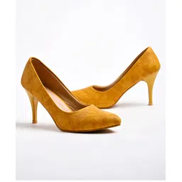 Shoetopia Floral Designed Slip On Pumps - Yellow-picture-19