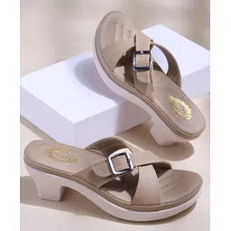 Shoetopia Geometric Designed Adjustable Strap Doctor Sole Sandals - Tan-picture-25