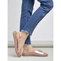 Shoetopia Girls Embellished Open Toe Flats-picture-33