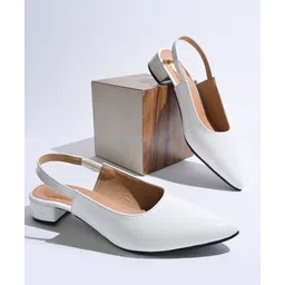 Shoetopia Gloss Finish With Buckle Closure Block Heel Sandals - White-picture-10