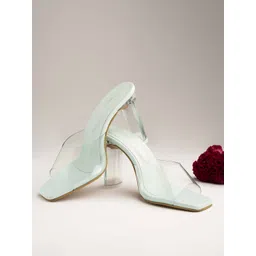 Shoetopia Green Striped Block Mules-picture-11