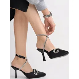 Shoetopia Kids Black Ankle Strap Stilettos-picture-21