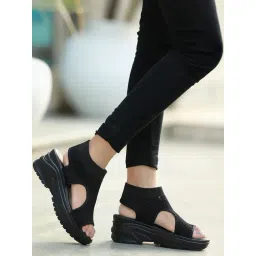 Shoetopia Kids Black Ankle Strap Wedges-picture-32