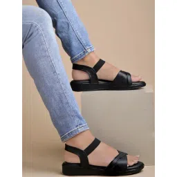 Shoetopia Kids Black Sling Back Wedges-picture-42