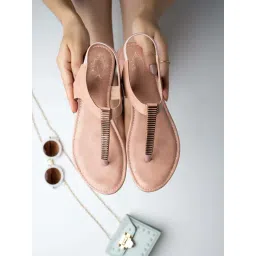 Shoetopia Kids Pink T-Strap Sandals-picture-34