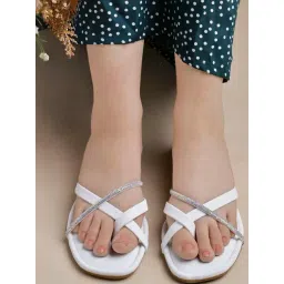 Shoetopia Kids White & Silver Cross Strap Sandals-picture-24
