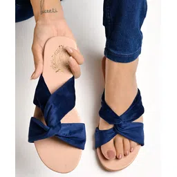 Shoetopia Knot Detailed Solid Sandals - Blue-picture-23