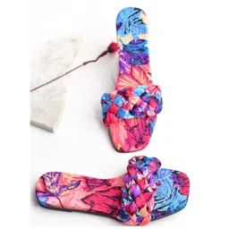 Shoetopia Leaves Designed Sandals - Blue & Pink-picture-12