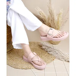 Shoetopia Metal Applique Detailed Sandals - Peach-picture-18