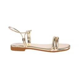 Shoetopia Metallic Flat Sandals - Gold image 4