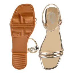 Shoetopia Metallic Flat Sandals - Gold image 5
