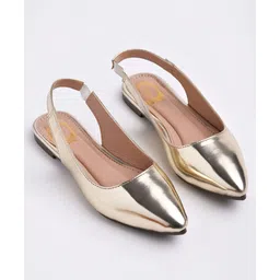 Shoetopia Metallic With Backstrap Ballerinas - Golden-picture-42