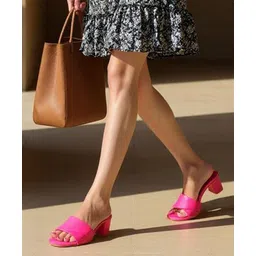 Shoetopia Puffy Single Band Heeled Sandals - Pink-picture-28
