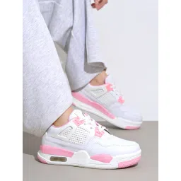 Shoetopia Smart Casual Lace-Up Trendy Pink Sneaker for Women-picture-14