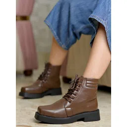 shoetopia Smart Casual Mid Top | Winter Boots |Lace-UP |Trendy Boots For Girls Boots Boots For Women-picture-26