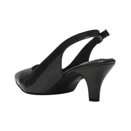 Shoetopia Solid Buckle Closure Heel Sandals - Black image 3