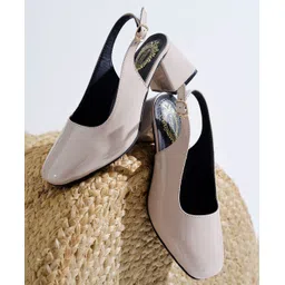 Shoetopia Solid Buckle Closure Heel Sandals - Cream-picture-36