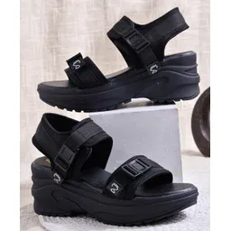 Shoetopia Solid Buckle Closure Sandals - Black-picture-26