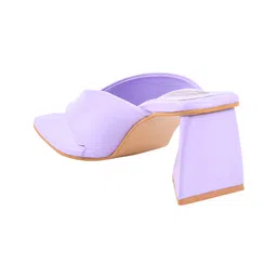 Shoetopia Solid Mules Heel Sandals - Purple image 3