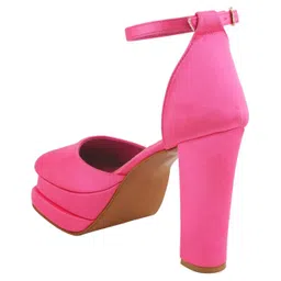 Shoetopia Solid Platform Block Heels - Pink image 3