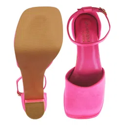 Shoetopia Solid Platform Block Heels - Pink image 5