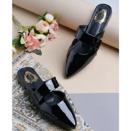 Shoetopia Solid Slip On Mules - Black-picture-34