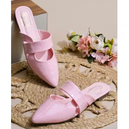 Shoetopia Solid Slip On Mules - Pink-picture-30