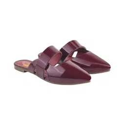 Shoetopia Solid Slip On Mules - Red-picture-29