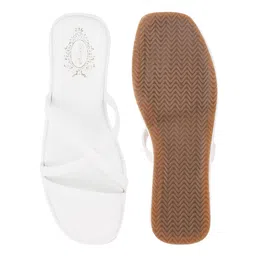 Shoetopia Solid Strap Detailed Sandals - White image 5