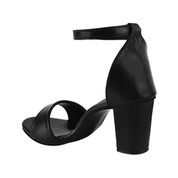 Shoetopia Solid With Buckle Closure Block Heel Sandals - Black image 3