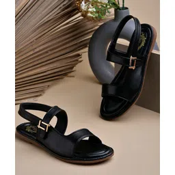 Shoetopia Solid With Buckle Closure Sandals - Black-picture-28