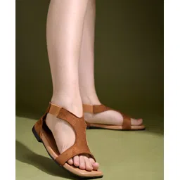 Shoetopia Solid Zip Closure Sandals - Tan-picture-22