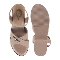 Shoetopia Star Applique Detailed Back Strap Closure Sandals - Tan image 5