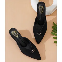 Shoetopia Stone Embellished Metal Applique Detailed Block Heels - Black-picture-14