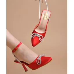 Shoetopia Stones Embellished Pump Heel Sandals - Red-picture-15
