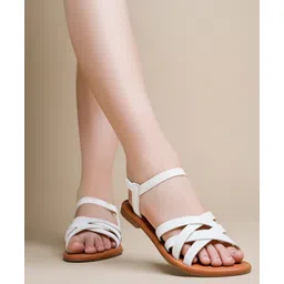 Shoetopia Strap Detailed Solid Slip On Sandals - White-picture-19