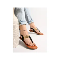 Shoetopia Stylish Ethnic Black Flat Sandals for Women & Girls-picture-10