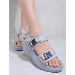 Shoetopia Textured Open Toe Velcro Comfort Heels-picture-32