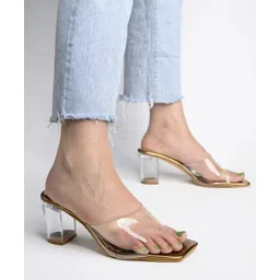 Shoetopia Transparent Strap Detailed Mule Heel Sandals - Brown-picture-19