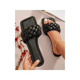 Shoetopia Women Black Open Toe Flats-picture-22